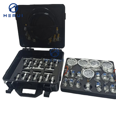Construction Machinery Parts Universal 5 Gauges Hydraulic Pressure Gauge Tester With Tee Joint Set Tee Connector Box