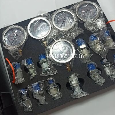 Construction Machinery Parts Universal 5 Gauges Hydraulic Pressure Gauge Tester With Tee Joint Set Tee Connector Box