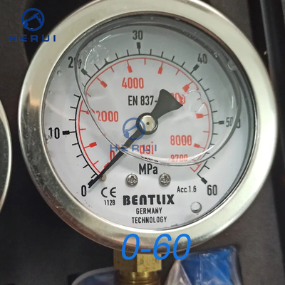 Construction Machinery Parts Universal 5 Gauges Hydraulic Pressure Gauge Tester With Tee Joint Set Tee Connector Box